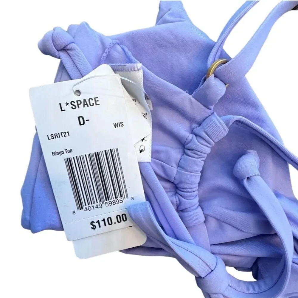 L*Space Nancy Lee‎ Shimmer Ringo Bikini Top Light Purple Women's Size D